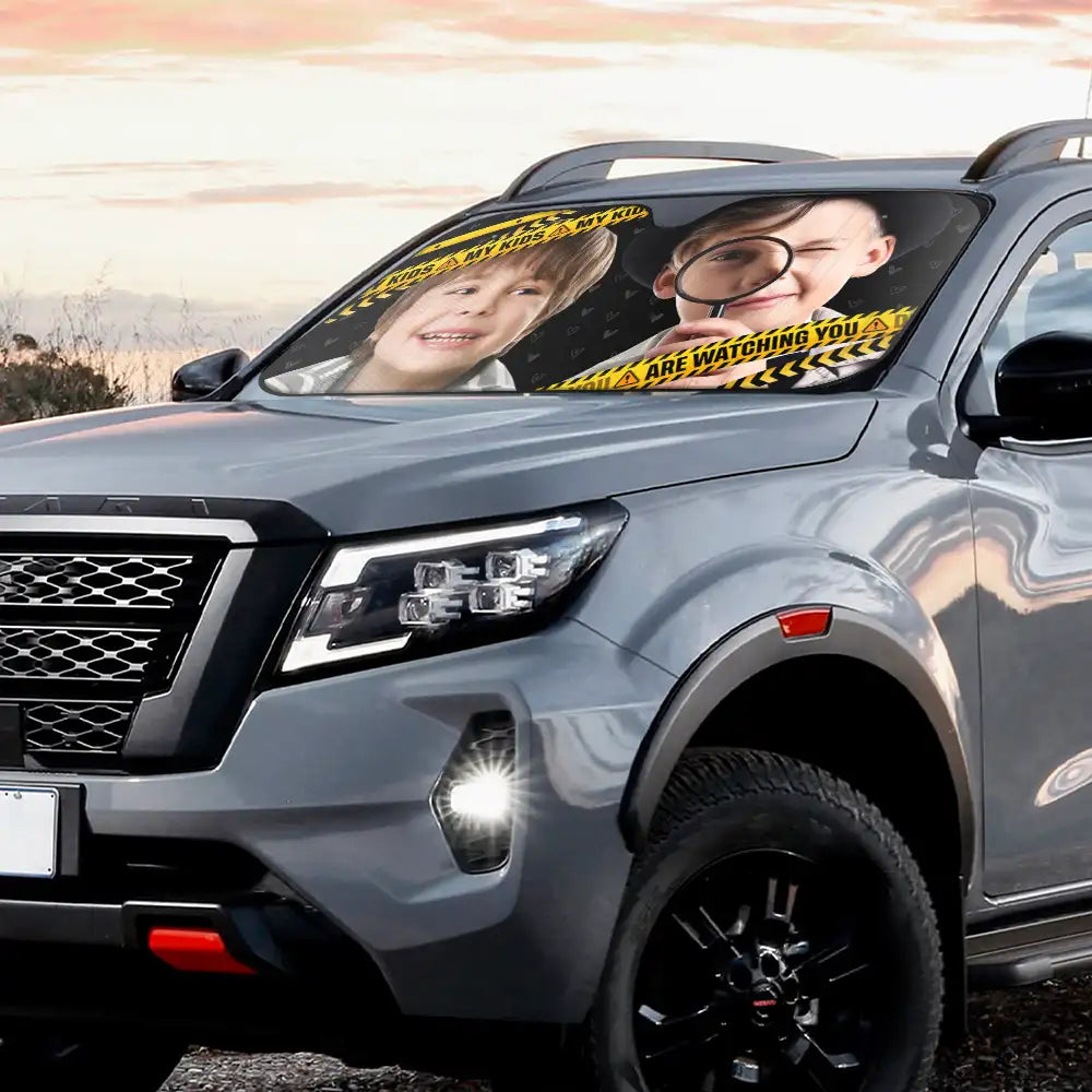 Custom Photo Funny Face Husband Wife Dog Cat - Personalized Auto Sunshade