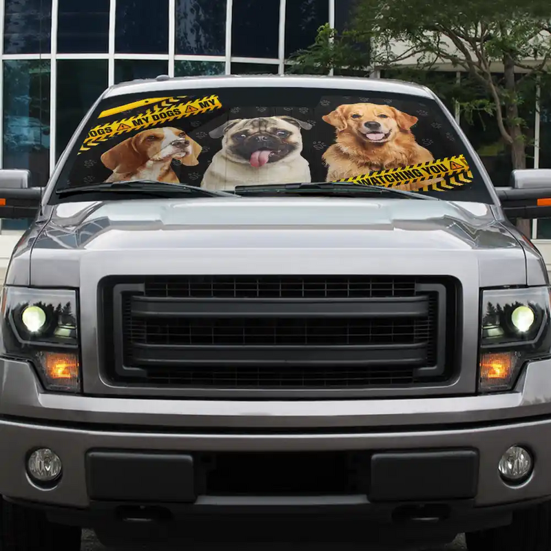 Custom Photo Funny Face Husband Wife Dog Cat - Personalized Auto Sunshade