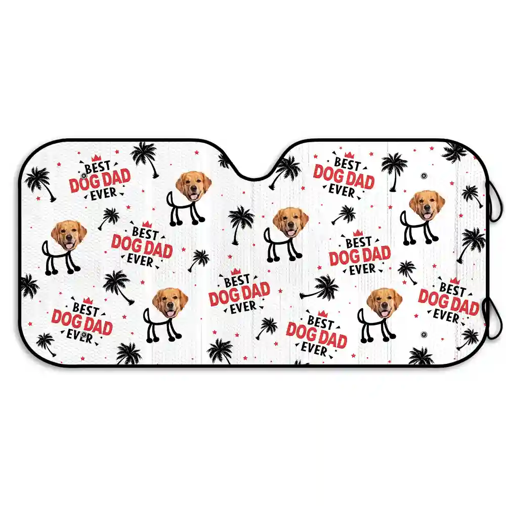 Custom Photo Best Dad Ever Kids Dog Cat - Personalized Auto Sunshade