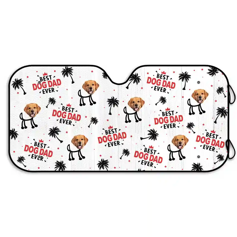Custom Photo Best Dad Ever Kids Dog Cat - Personalized Auto Sunshade