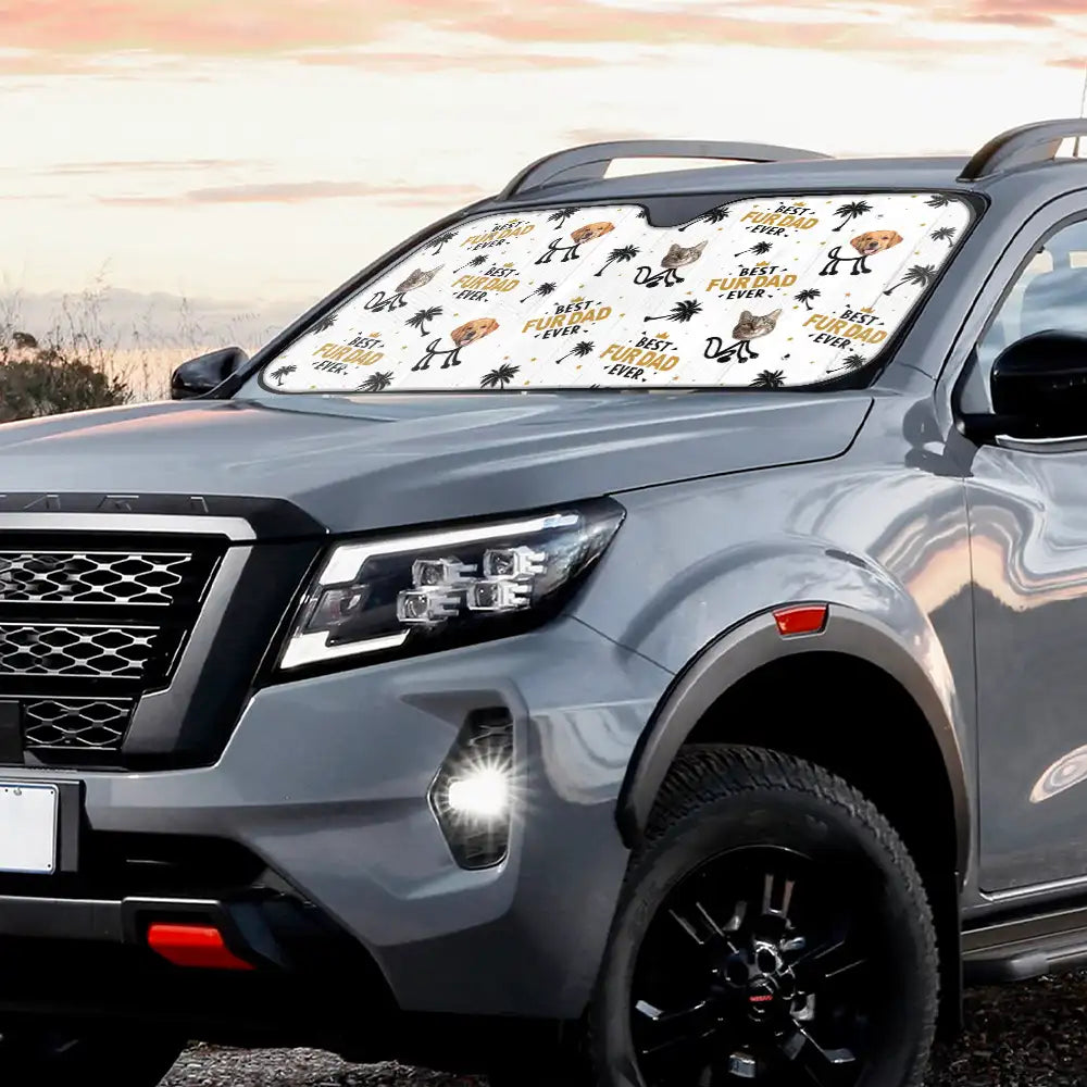 Custom Photo Best Dad Ever Kids Dog Cat - Personalized Auto Sunshade