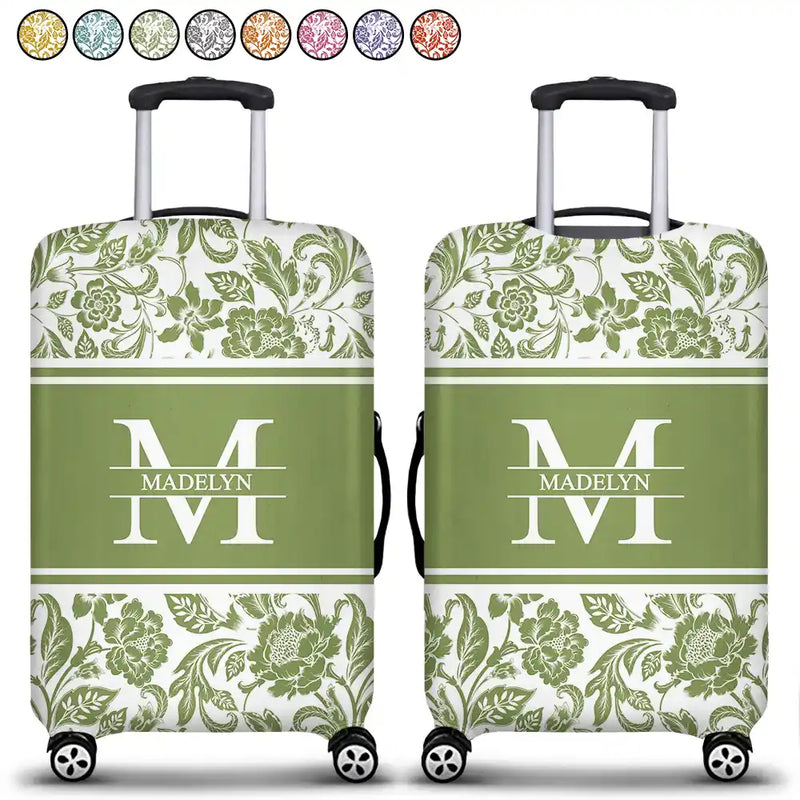 Name Floral Pattern - Personalized Luggage Cover