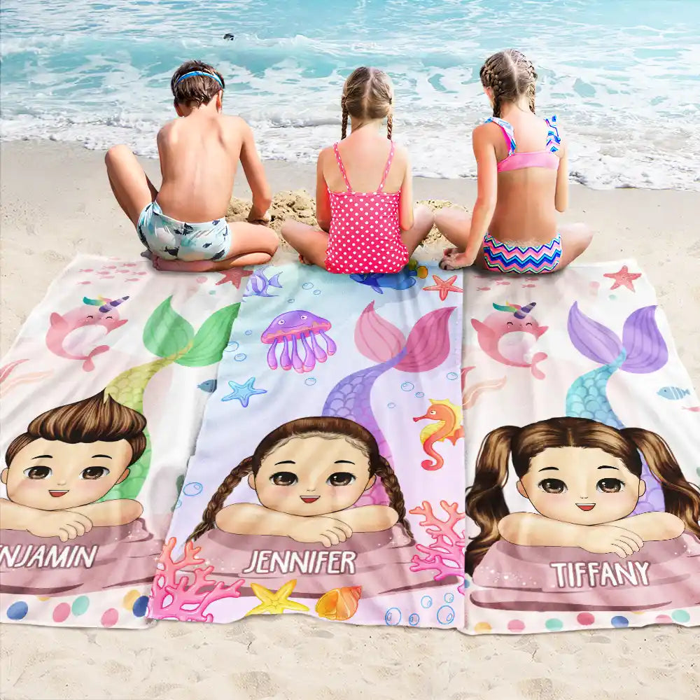 Mermaid Kids - Personalized Beach Towel