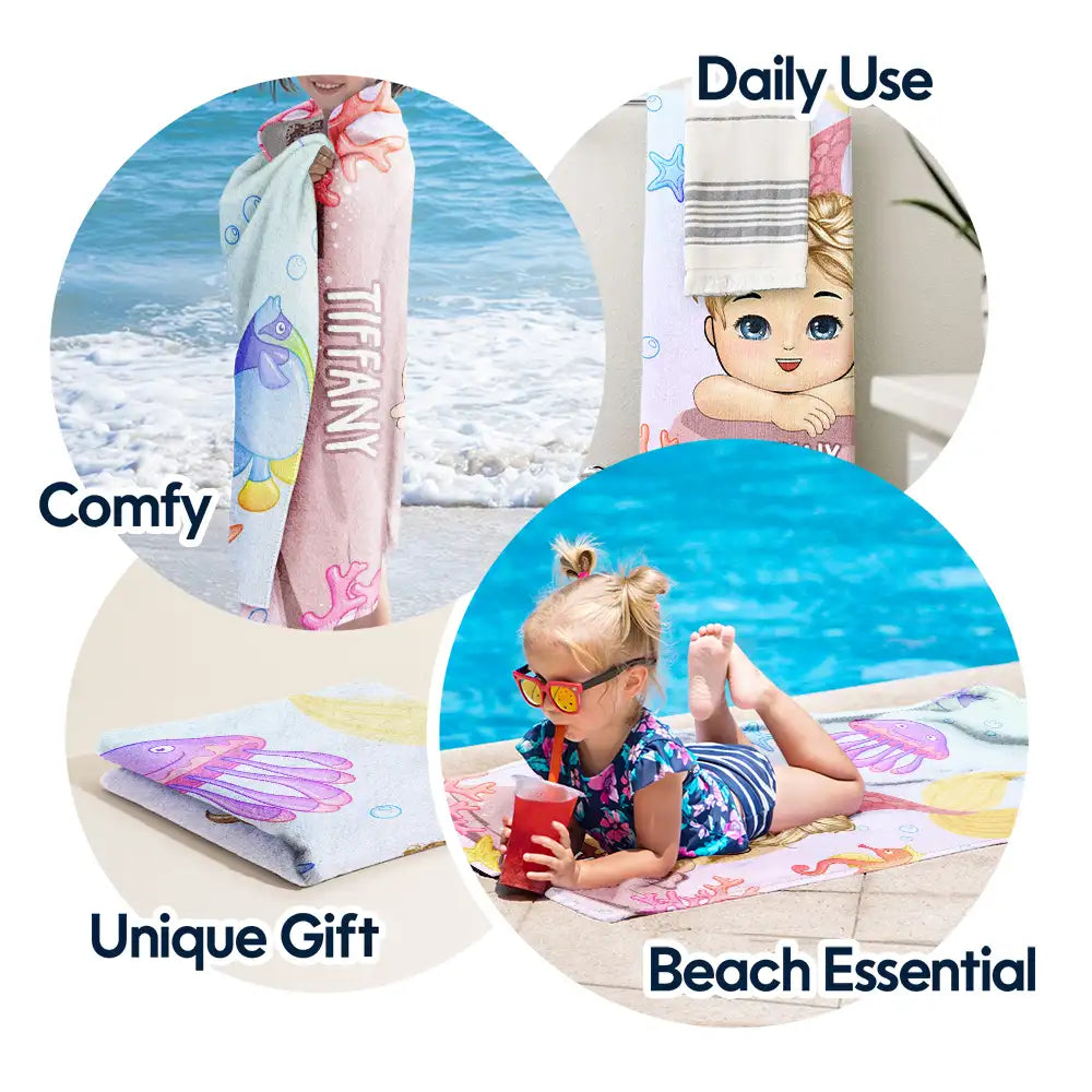 Mermaid Kids - Personalized Beach Towel