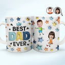 Custom Photo Best Dad Grandpa Ever - 3D Inflated Effect Printed Mug, Personalized White Edge-to-Edge Mug