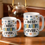Custom Photo Best Dad Grandpa Ever - 3D Inflated Effect Printed Mug, Personalized White Edge-to-Edge Mug