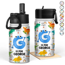 Monogram Letter Unicorn Butterfly Dino Animals - Personalized Kids Water Bottle