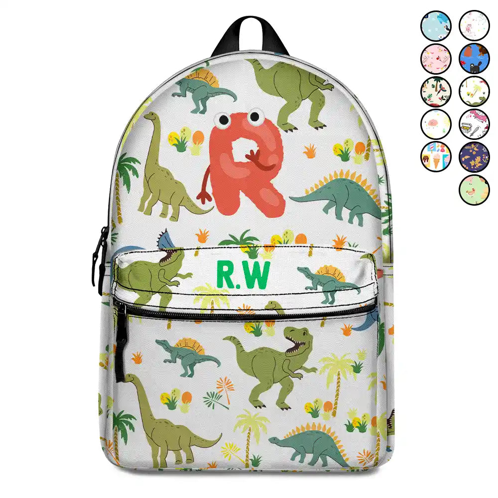 Monogram Letter School - Personalized Canvas Backpack