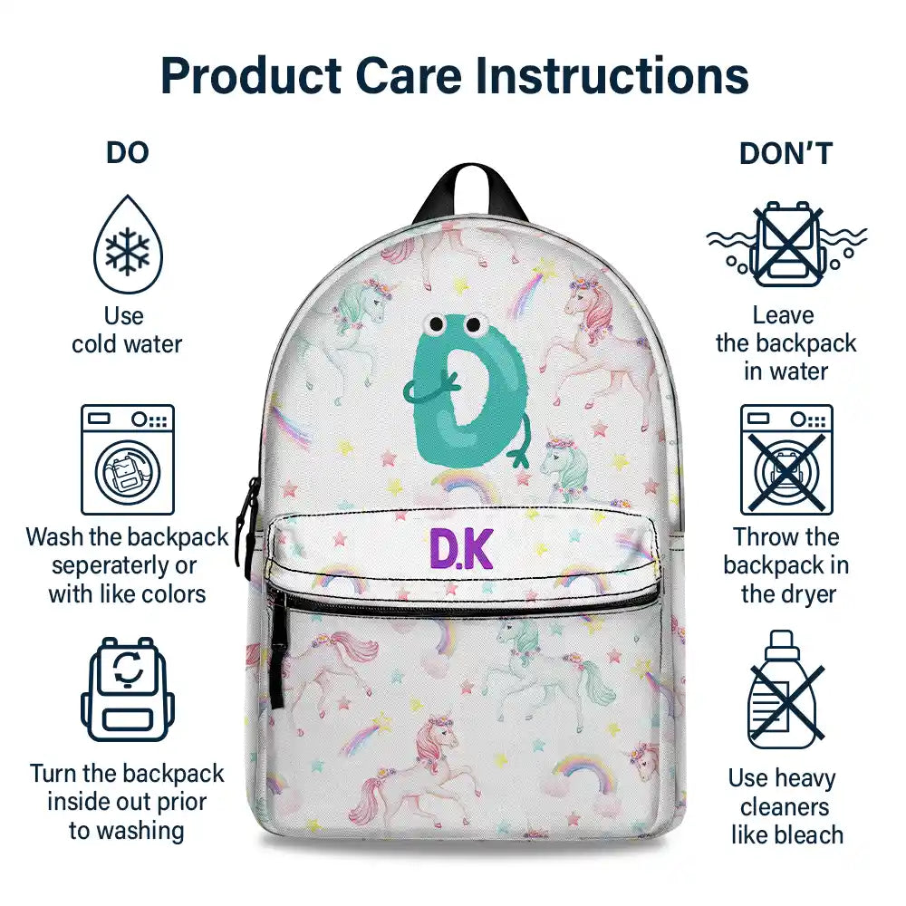 Monogram Letter School - Personalized Canvas Backpack