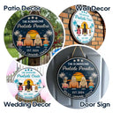 Panneau rond en bois personnalisé « Piscine paradisiaque »