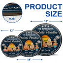 Panneau rond en bois personnalisé « Piscine paradisiaque »