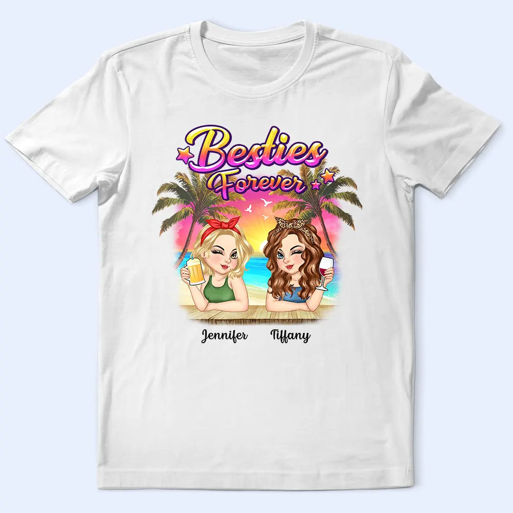 Besties Forever Summer Beach Vibe - Personalized T Shirt