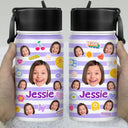 Custom Photo Stripes And Adorable Pattern - Personalized Kids Water Bottle