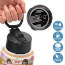 Custom Photo Stripes And Adorable Pattern - Personalized Kids Water Bottle