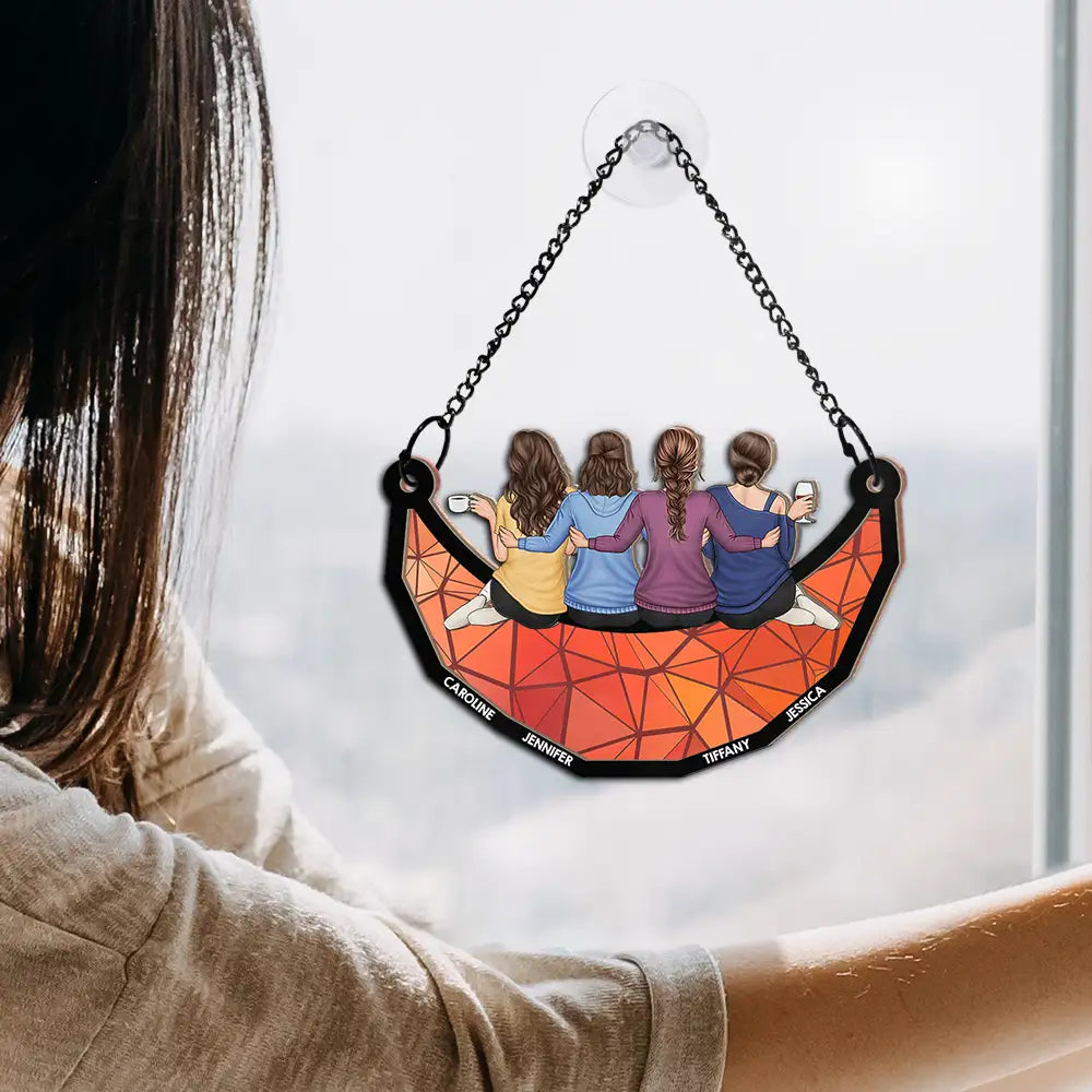 Attrape-soleil personnalisé à suspendre à une fenêtre, « Mes meilleurs amis assis sur la lune »