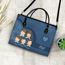 Grandma Mom Aesthetic Pattern - Personalized Leather Bag