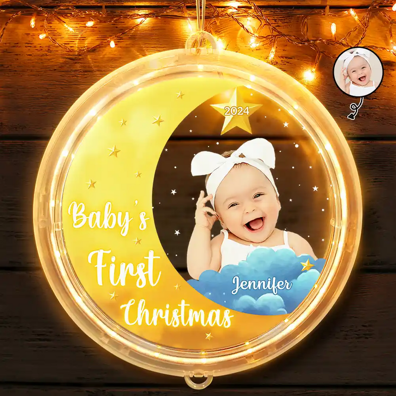 New baby, New Dad, New Mom - Custom Photo New Baby's First Christmas - Personalized LED Pendant Light