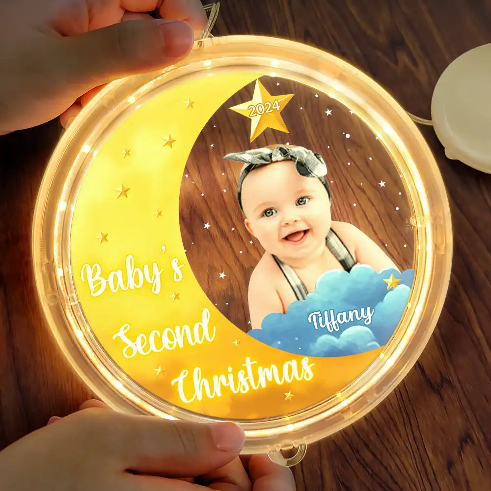 New baby, New Dad, New Mom - Custom Photo New Baby's First Christmas - Personalized LED Pendant Light