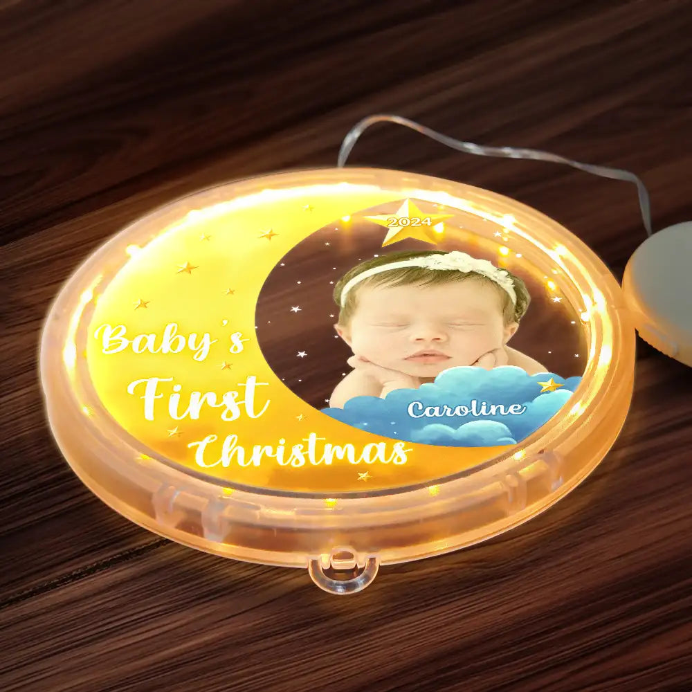 New baby, New Dad, New Mom - Custom Photo New Baby's First Christmas - Personalized LED Pendant Light