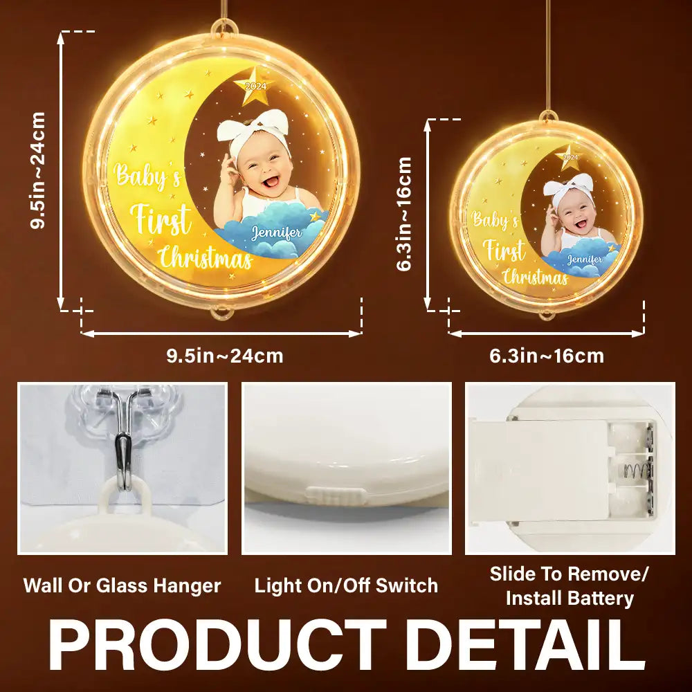 New baby, New Dad, New Mom - Custom Photo New Baby's First Christmas - Personalized LED Pendant Light
