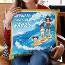 Monogram Family Comes In Waves - Personalized Pillow