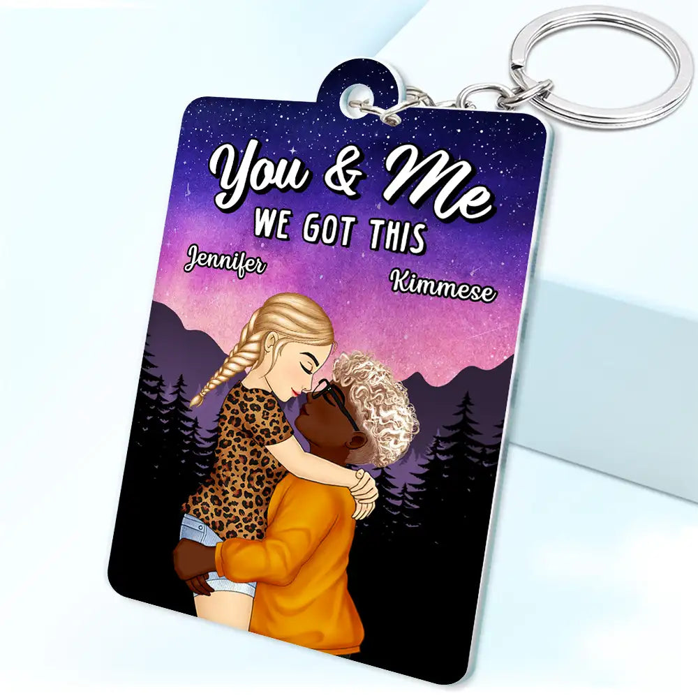 Cartoon Kissing When It All Began Calendar - Personalized Acrylic Keychain