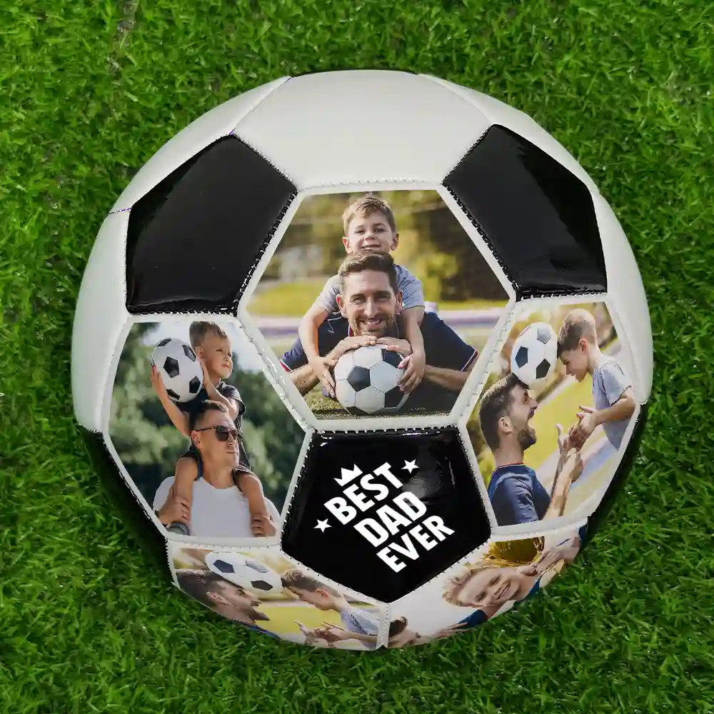 Custom Photo Best Coach Ever Best Dad Ever - Personalized Soccer Ball