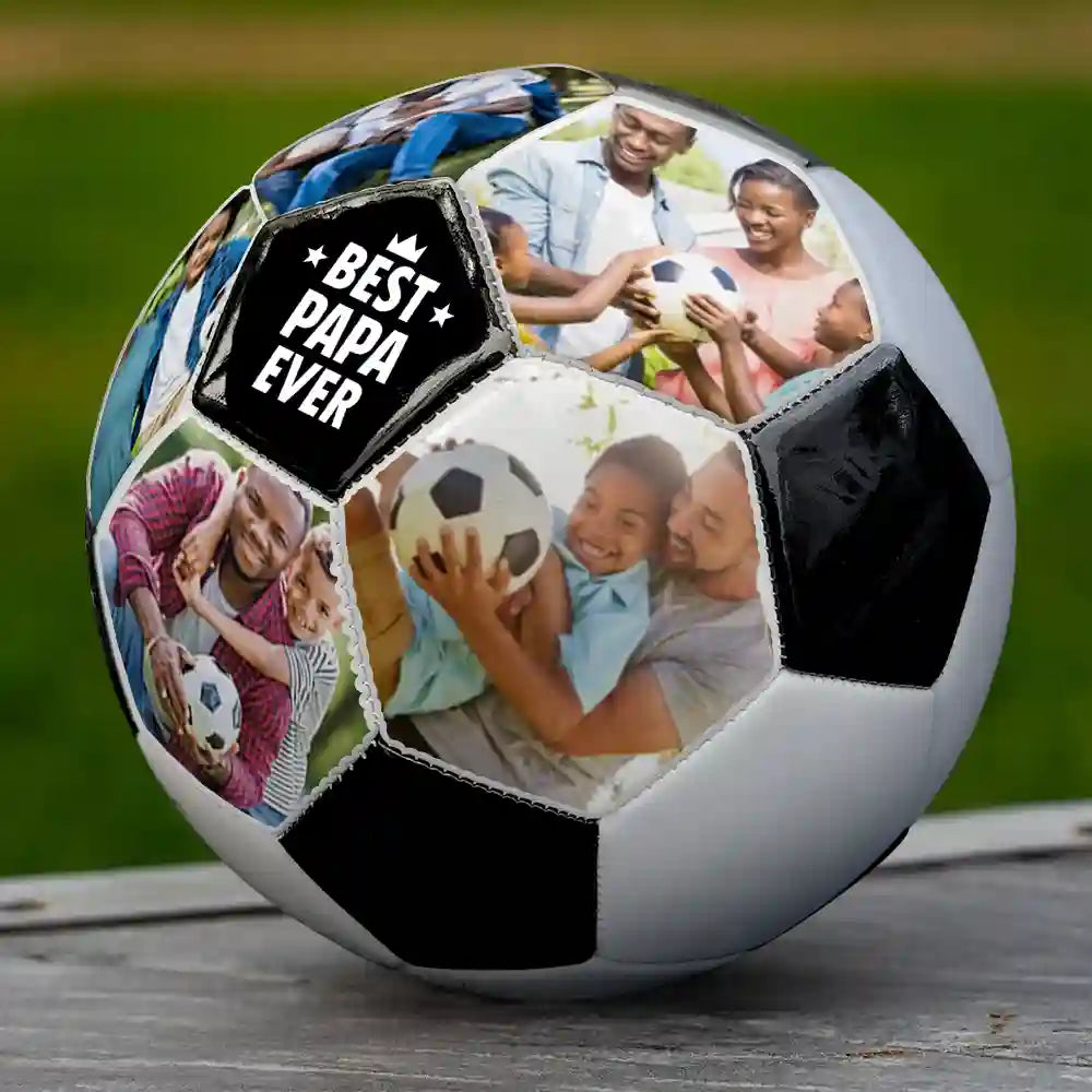 Custom Photo Best Coach Ever Best Dad Ever - Personalized Soccer Ball