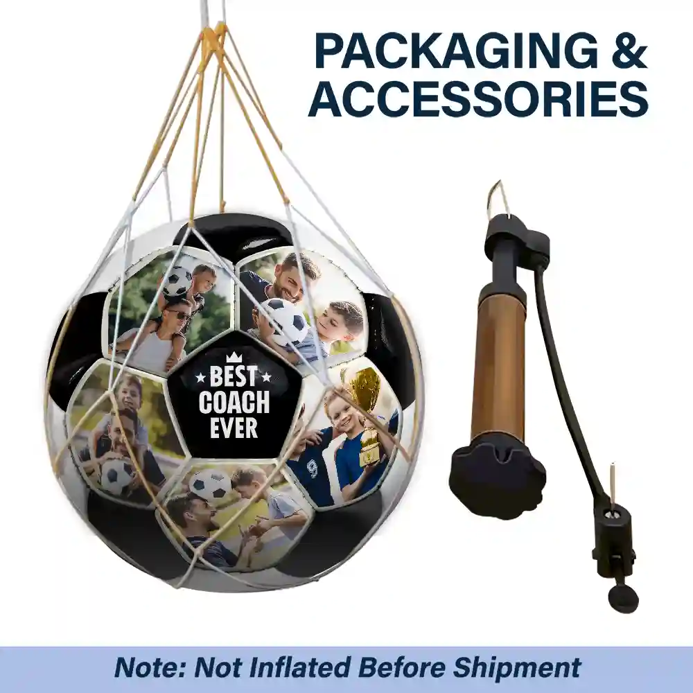 Custom Photo Best Coach Ever Best Dad Ever - Personalized Soccer Ball