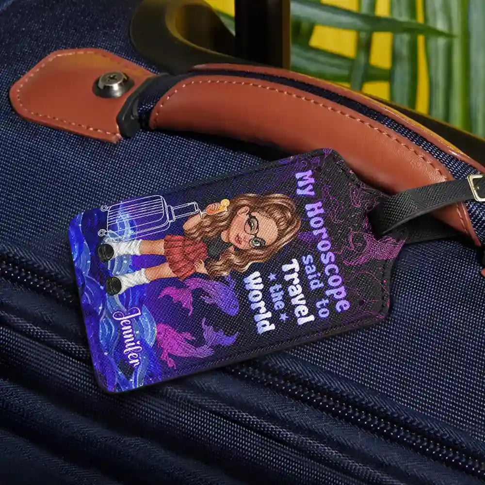 Y2K Zodiac Travel The World - Étiquette de bagage personnalisée