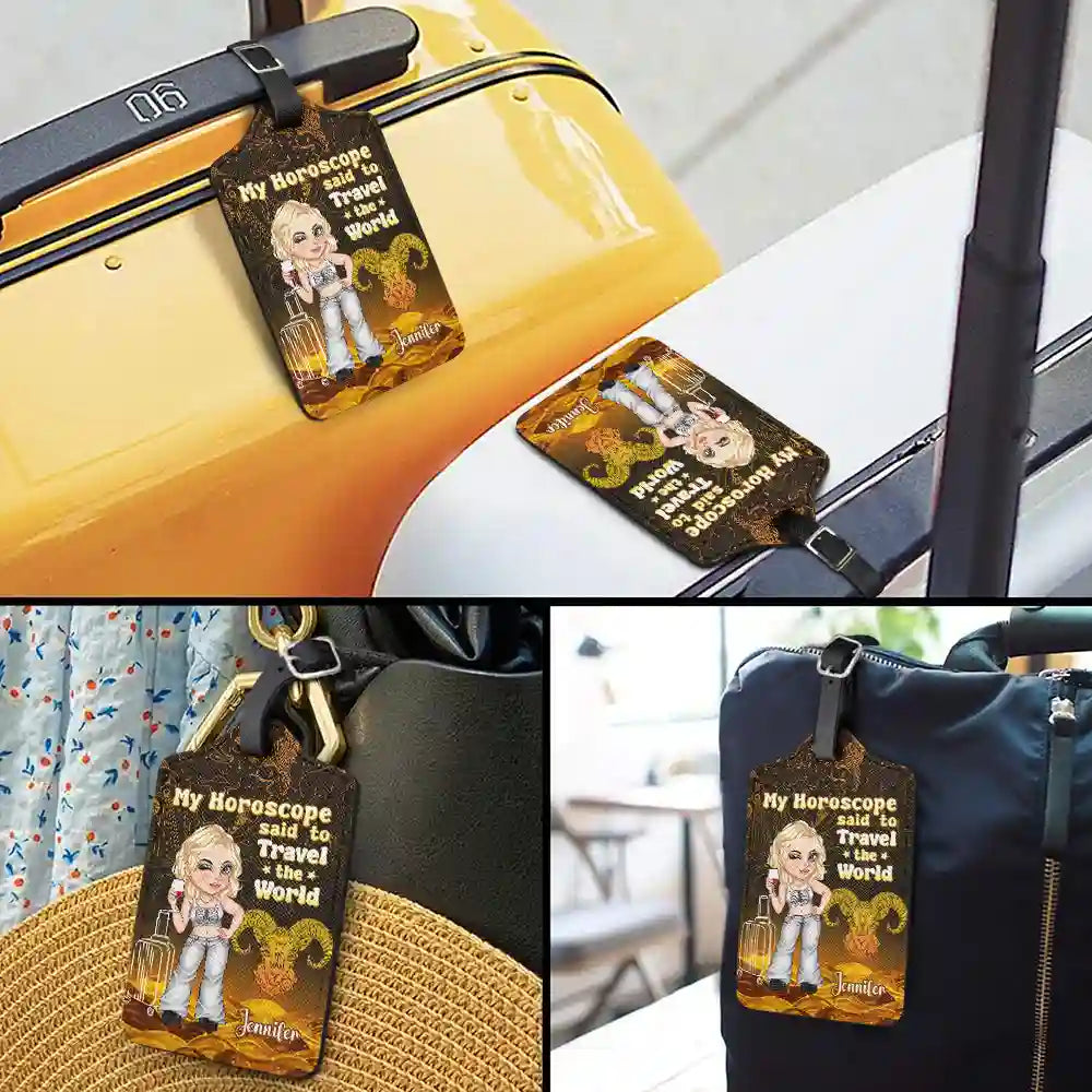Y2K Zodiac Travel The World - Étiquette de bagage personnalisée