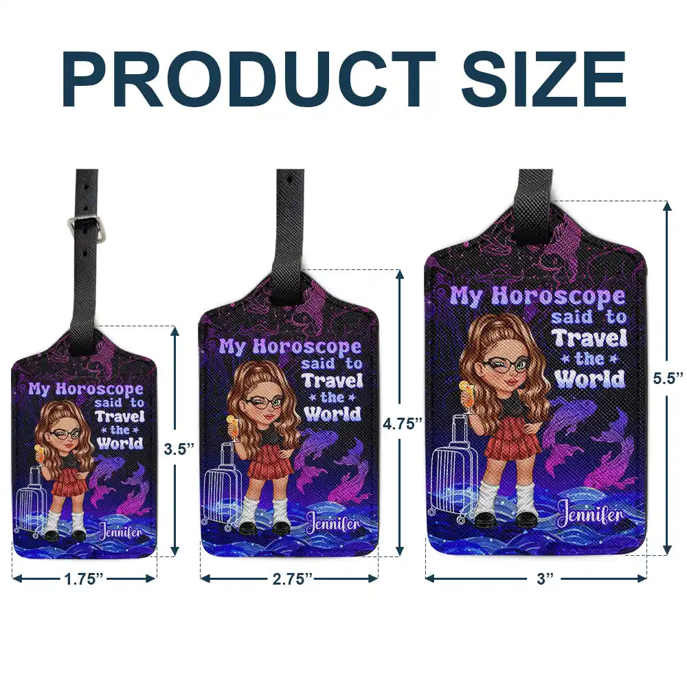 Y2K Zodiac Travel The World - Étiquette de bagage personnalisée