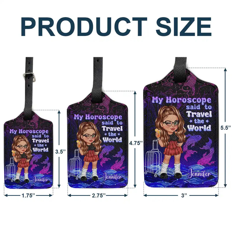 Y2K Zodiac Travel The World - Étiquette de bagage personnalisée
