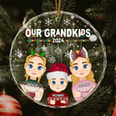 Flat Art My Grandkids Our Grandkids - Personalized Circle Glass Ornament