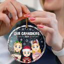 Flat Art My Grandkids Our Grandkids - Personalized Circle Glass Ornament