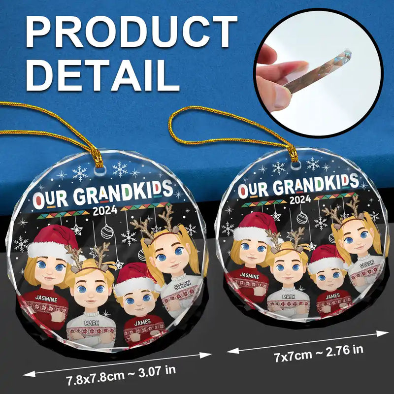 Flat Art My Grandkids Our Grandkids - Personalized Circle Glass Ornament