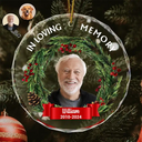 Custom Photo In Loving Memory - Personalized Circle Glass Ornament