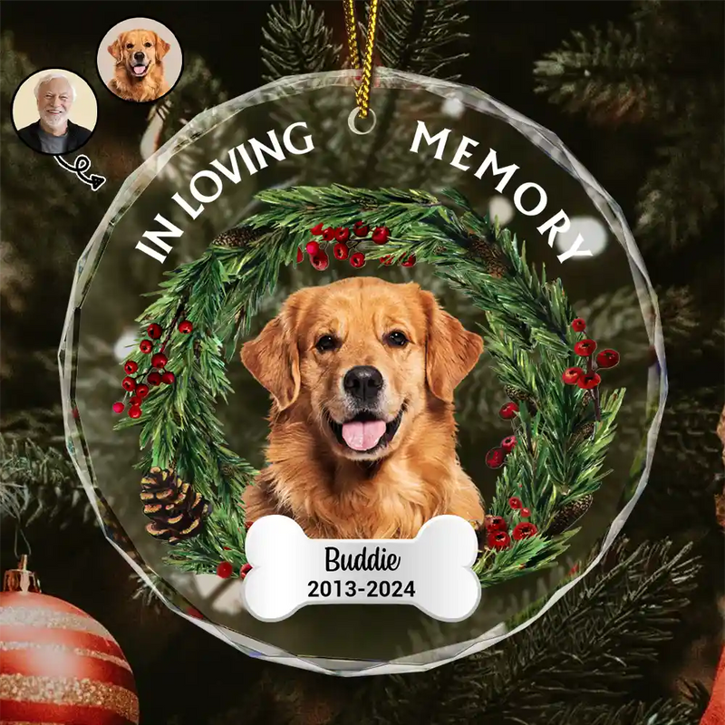 Custom Photo In Loving Memory - Personalized Circle Glass Ornament