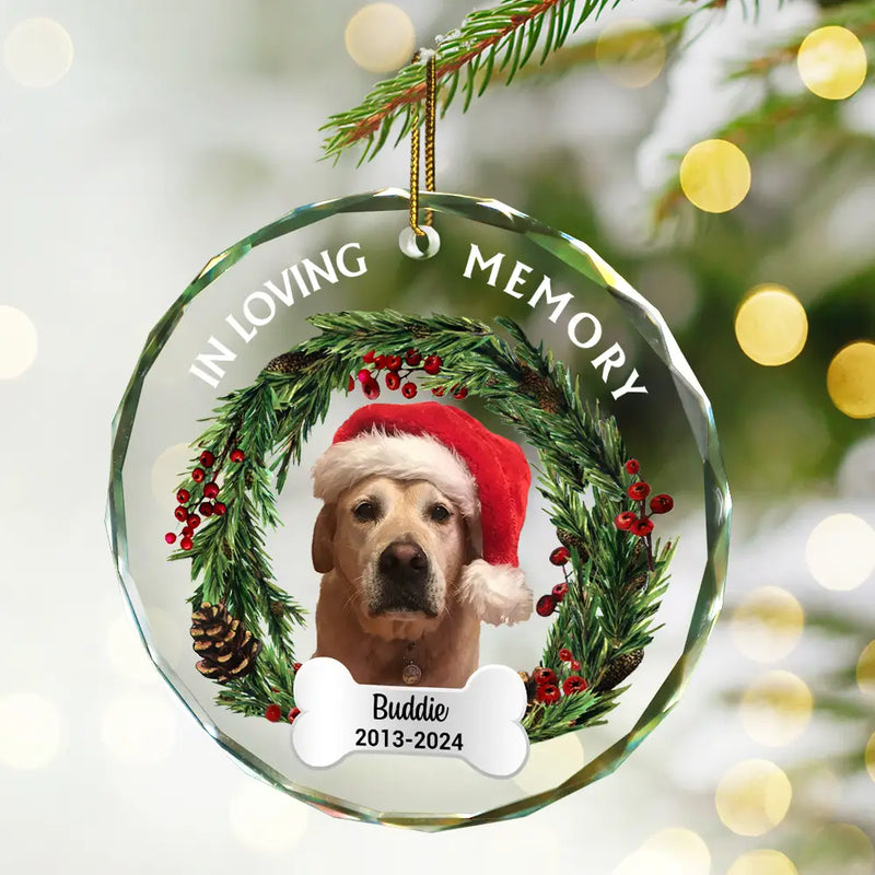 Custom Photo In Loving Memory - Personalized Circle Glass Ornament