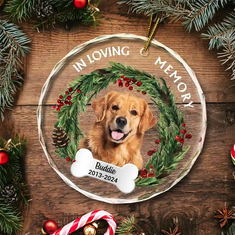 Custom Photo In Loving Memory - Personalized Circle Glass Ornament
