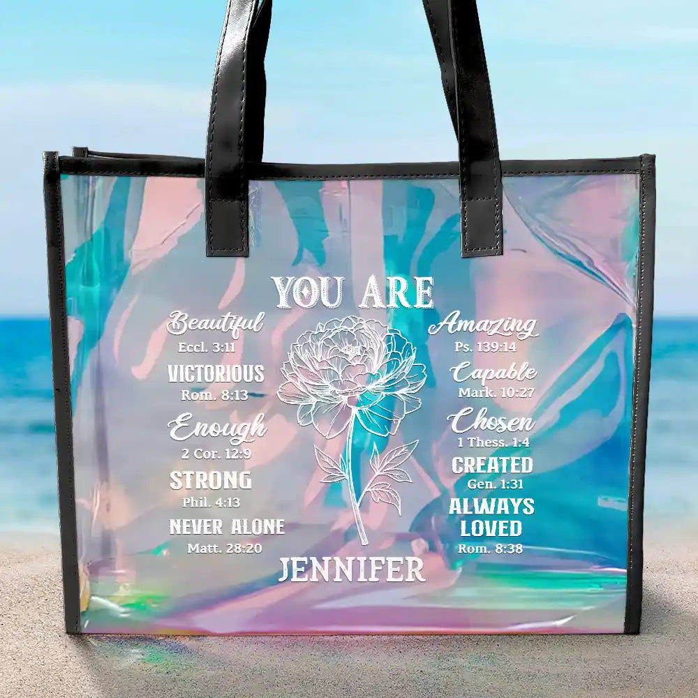 You Are Beautiful Victorious Personalized Holographic Tote Wander Prints