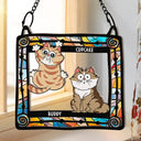 Funny Cats Scratching Window - Personalized Window Hanging Suncatcher Ornament