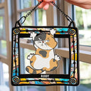 Funny Cats Scratching Window - Personalized Window Hanging Suncatcher Ornament