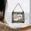 Funny Cats Scratching Window - Personalized Window Hanging Suncatcher Ornament