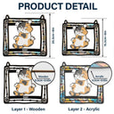 Funny Cats Scratching Window - Personalized Window Hanging Suncatcher Ornament