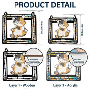 Funny Cats Scratching Window - Personalized Window Hanging Suncatcher Ornament