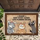 Funny Cats Planning Escape - Personalized Doormat