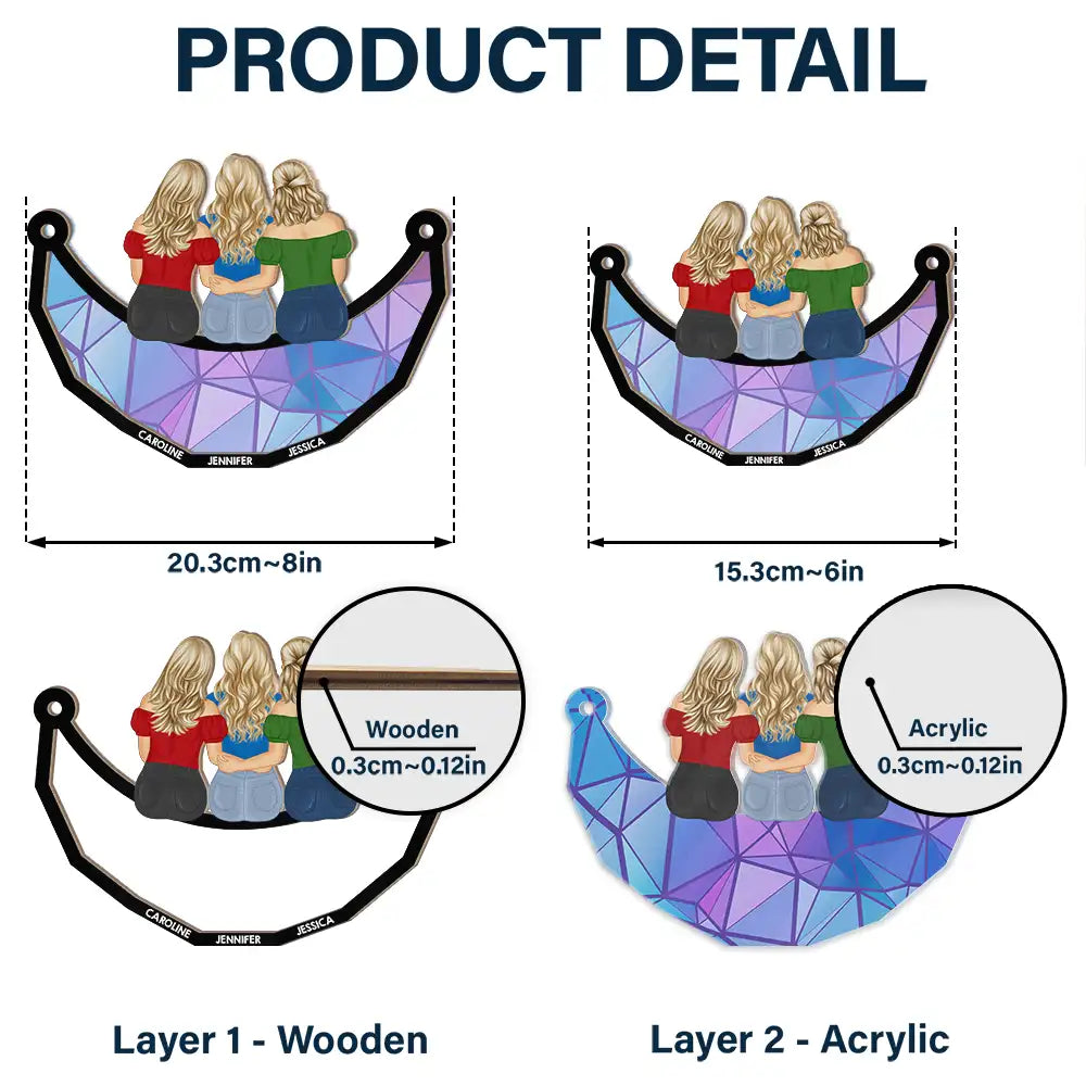 Attrape-soleil personnalisé à suspendre à une fenêtre, « Mes meilleures amies, mes sœurs qui s'embrassent » 