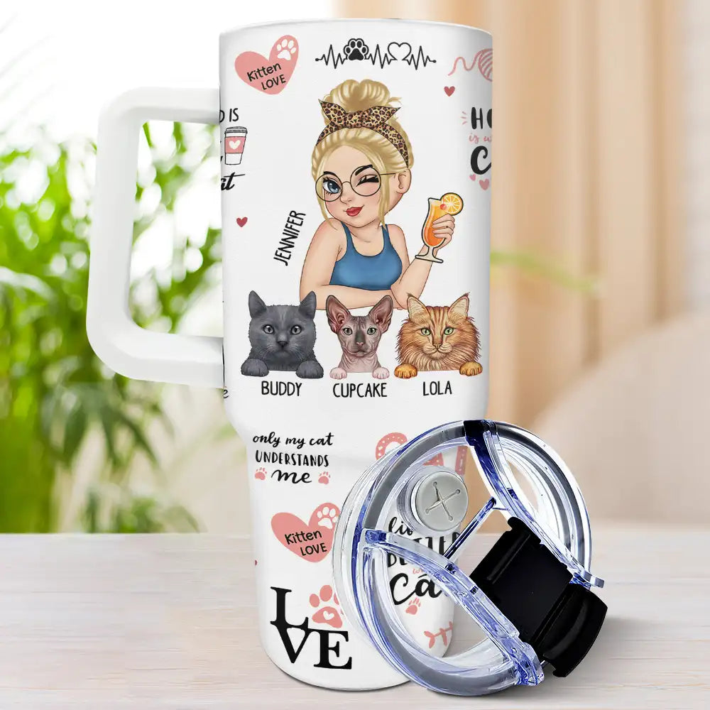 Best Cat Mom Kitten Love - Personalized 40oz Tumbler With Straw