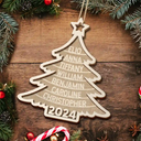 Family Christmas Tree - Personalized 2-Layered Wooden Ornament